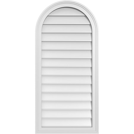 Ekena Millwork Round Top Surface Mount PVC Gable Vent w/ 2"W x 1-1/2"P Brickmould Frame, 20"W x 42"H GVPRT20X4202SN